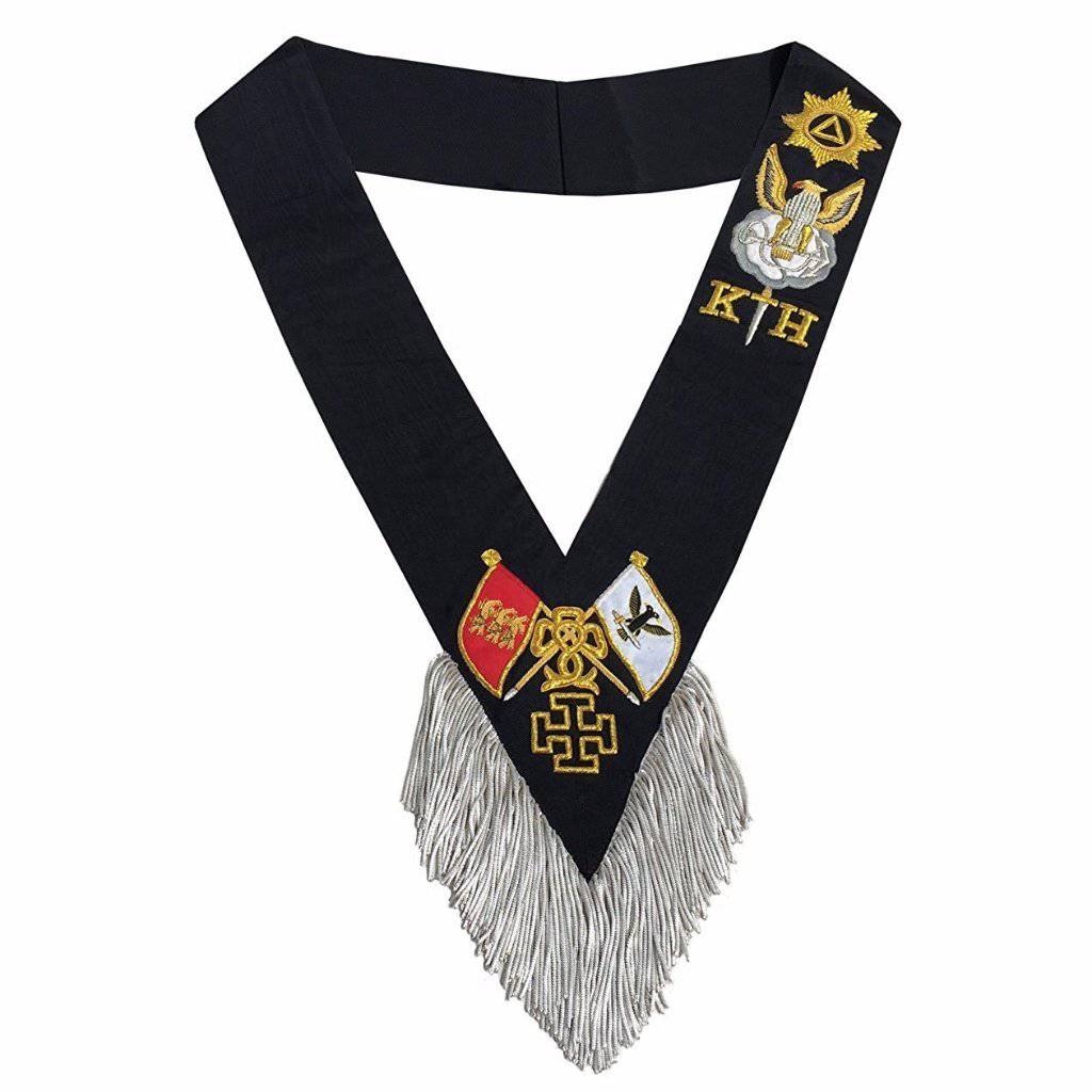 30th Degree Sash - Handmade Silver and Gold Bullion Embroidery