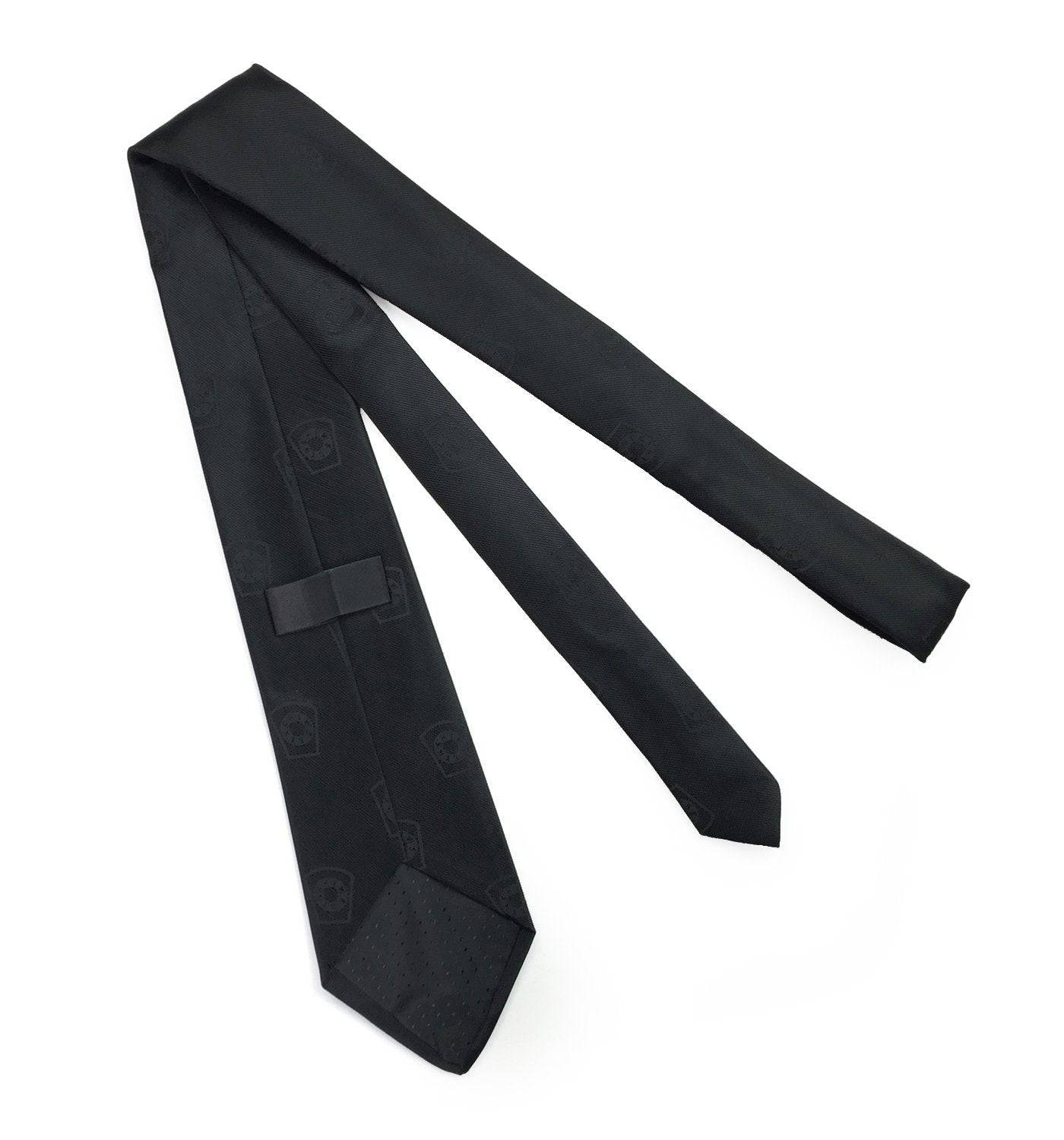 Mark Necktie - Black Silk Logo Print