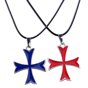 Knights Templar Commandery Necklace - Various Colors Cross-Shaped Pendant - Bricks Masons