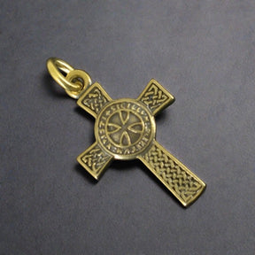 Knights Templar Commandery Pendant - Vintage Gold Shield Cross Pendant - Bricks Masons