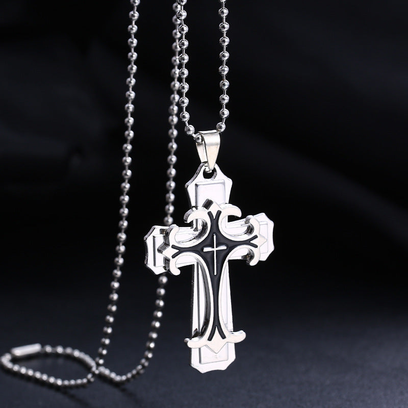 Knights Templar Commandery Necklace - Black & White Medieval Cross - Bricks Masons