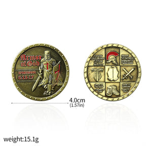 Knights Templar Commandery Coin - Gold Armor Of God - Bricks Masons