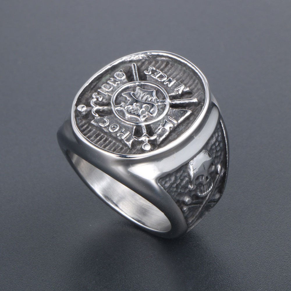 Knights Templar Commandery Ring - Titanium (In Hoc In Signo Vinces) - Bricks Masons