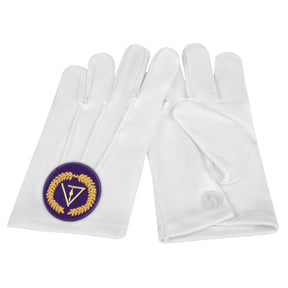 Grand Council Gloves - White Cotton With Purple Patch