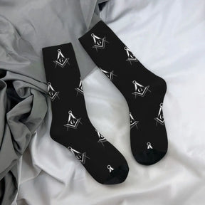 Master Mason Blue Lodge Socks - Polyester Sweat Absorbing Long Socks - Bricks Masons