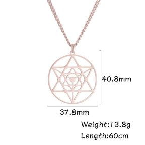 Hexagram Necklace Pendant Kabbalah Amulet Stainless Steel - Bricks Masons