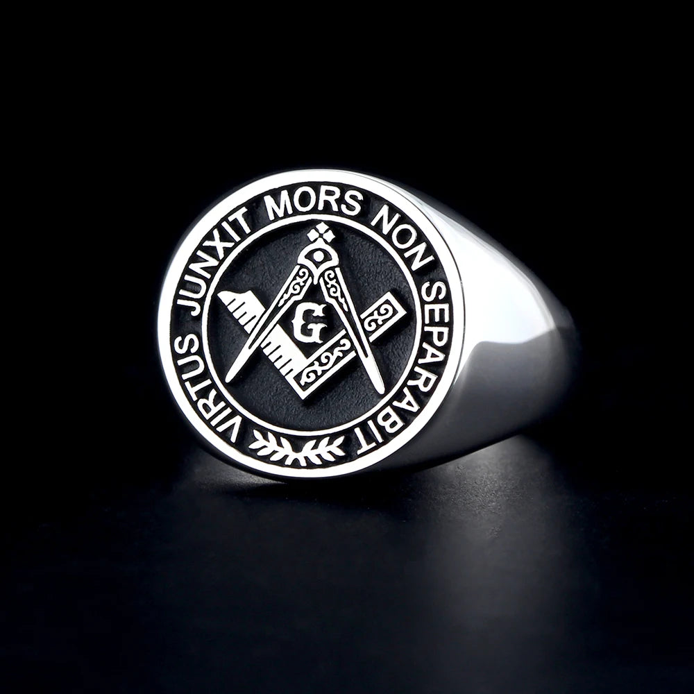 Anillo Master Mason Blue Lodge - S&amp;C G Virtus Junxit Mors Non Separabit Sterling