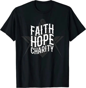 Master Mason Blue Lodge T-Shirt - Faith Hope Charity Square And Compass