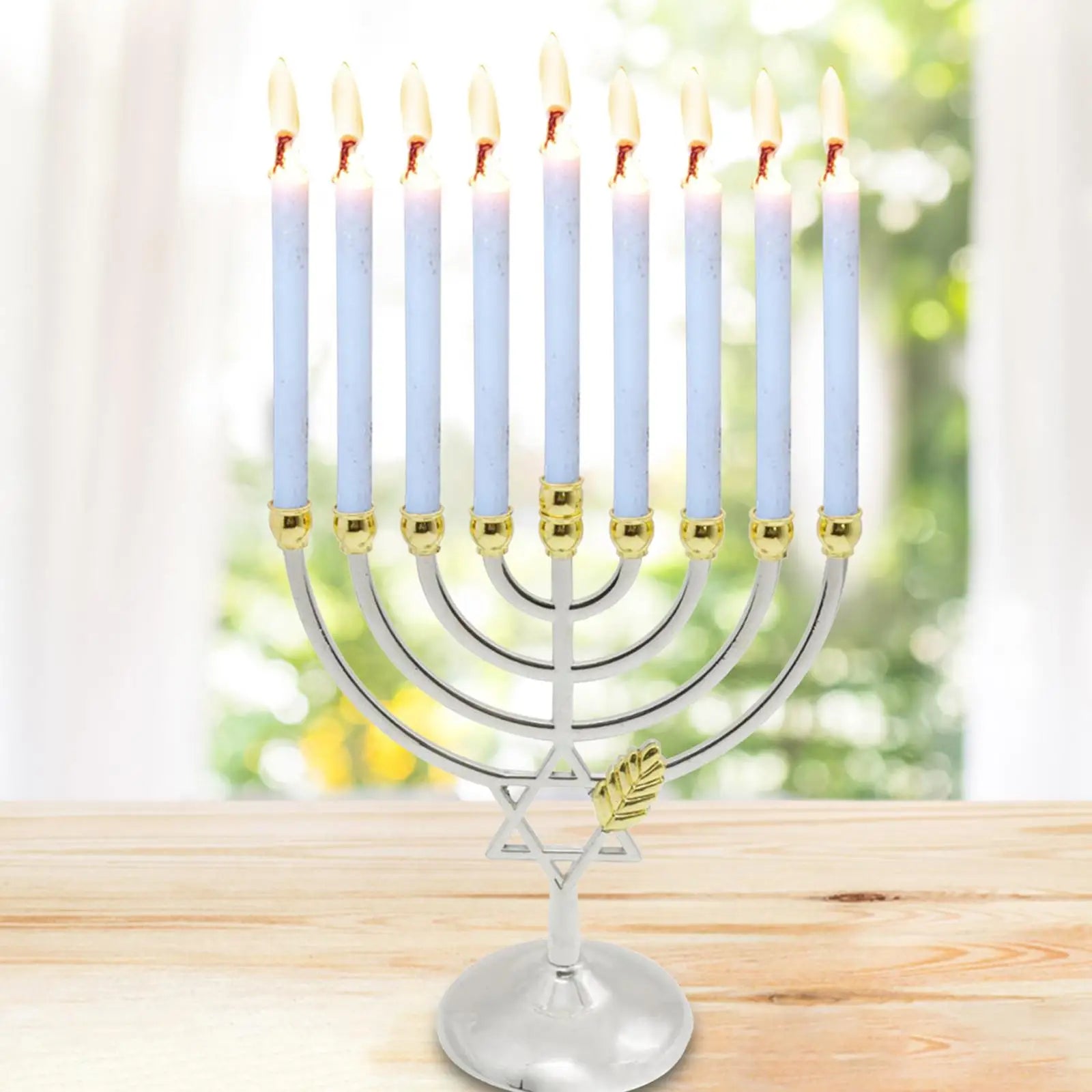 Metal Hanukkah Candleholder Geometric Hanukkah Decorative 9 Branch Menorah Candlestick for Standard Hanukkah Candles Hotel Home - Bricks Masons