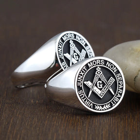 Anillo Master Mason Blue Lodge - S&amp;C G Virtus Junxit Mors Non Separabit Sterling