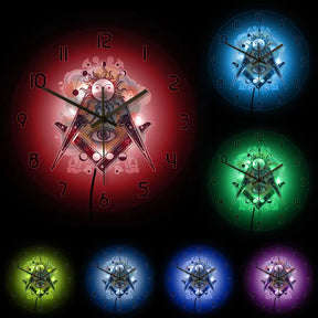 Master Mason Blue Lodge Clock - LED Printed All Seeing Eye