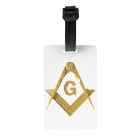 Master Mason Blue Lodge Luggage Tag -  Privacy Strap for Travel Bags - Bricks Masons