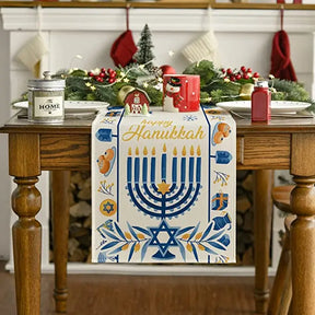 Ancient Israel Tablecloth - Happy Hanukkah Menorah - Bricks Masons