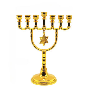 Ancient Israel Candle Holder - Gold Hanukkah With Star of David - Bricks Masons