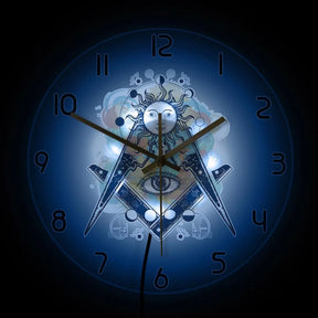 Master Mason Blue Lodge Clock - LED Printed All Seeing Eye