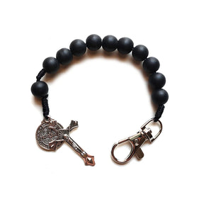 Knights Templar Bracelet - Saint Benedict Black Glass Beads
