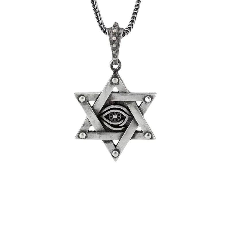 Eye Of Providence Necklace - Hexagram Shape Zinc Alloy - Bricks Masons