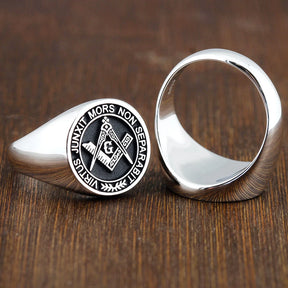 Anillo Master Mason Blue Lodge - S&amp;C G Virtus Junxit Mors Non Separabit Sterling