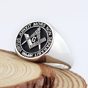 Anillo Master Mason Blue Lodge - S&amp;C G Virtus Junxit Mors Non Separabit Sterling