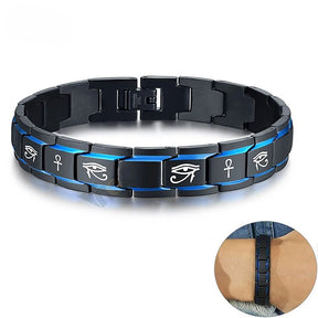 Ancient Egypt Bracelets - Stainless Steel Black & Blue - Bricks Masons