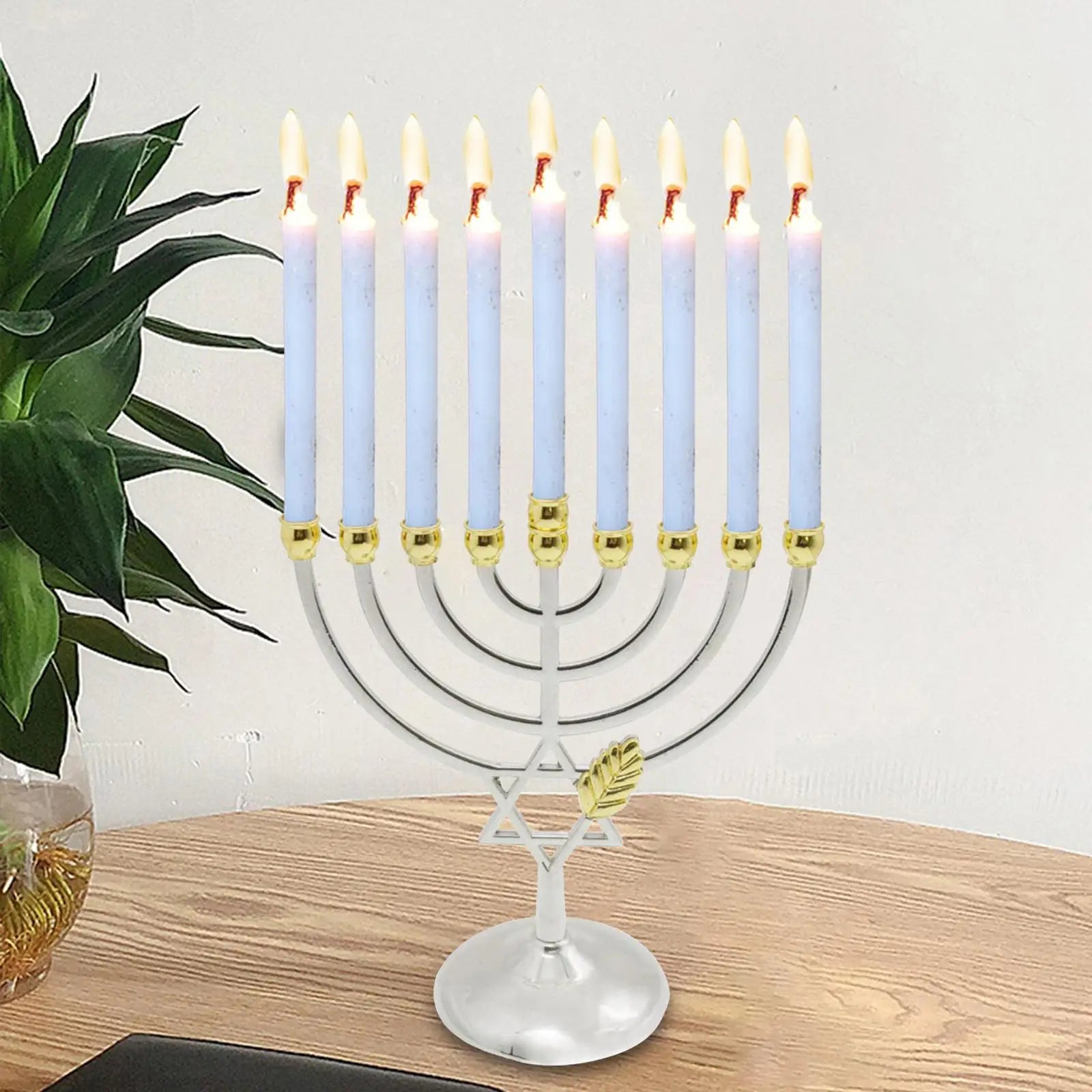 Metal Hanukkah Candleholder Geometric Hanukkah Decorative 9 Branch Menorah Candlestick for Standard Hanukkah Candles Hotel Home - Bricks Masons