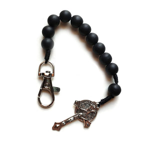 Knights Templar Bracelet - Saint Benedict Black Glass Beads