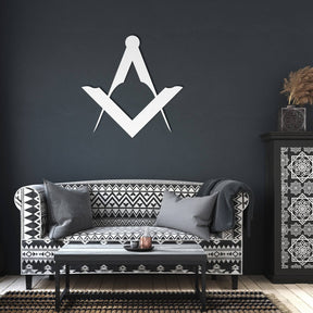 Master Mason Blue Lodge Wall Monogram - Square and Compass Die Cut Metal - Bricks Masons