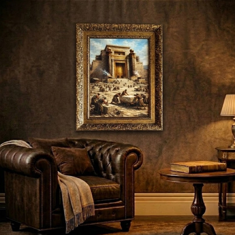 Masonic Canvas - The Building of the Temple - Bricks Masons