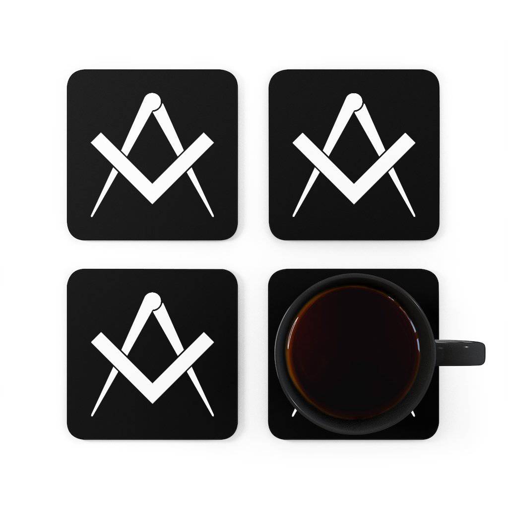 Master Mason Blue Lodge Coaster - Square & Compass 4 Pieces Set