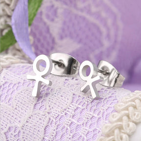 Yungqi Goth Cross Earring Mens Egyptian Ankh Stud Earrings Stainless Steel Male Punk Cartilage Girl Symbol Earring Jewelry - Bricks Masons