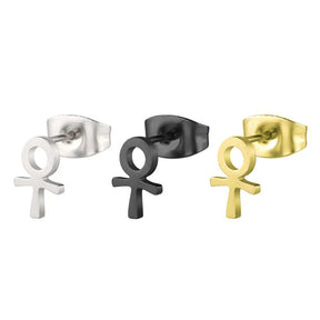 Yungqi Goth Cross Earring Mens Egyptian Ankh Stud Earrings Stainless Steel Male Punk Cartilage Girl Symbol Earring Jewelry - Bricks Masons