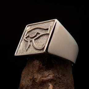 Ancient Egypt Keychain - Squared Eye of Horus Sterling Silver - Bricks Masons