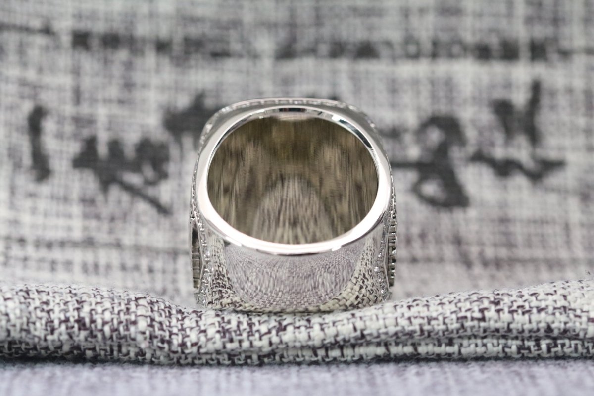 Master Mason Blue Lodge Ring - White Gold Plated Rhinestones With S&C G - Bricks Masons