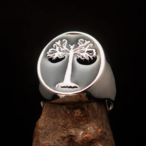 Ancient Israel Ring - Black Tree of Life Sterling Silver - Bricks Masons