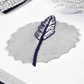 Assistant Secretary Blue Lodge Officer Apron - Dark Blue With Silver Hand Embroidery Bullion - Bricks Masons