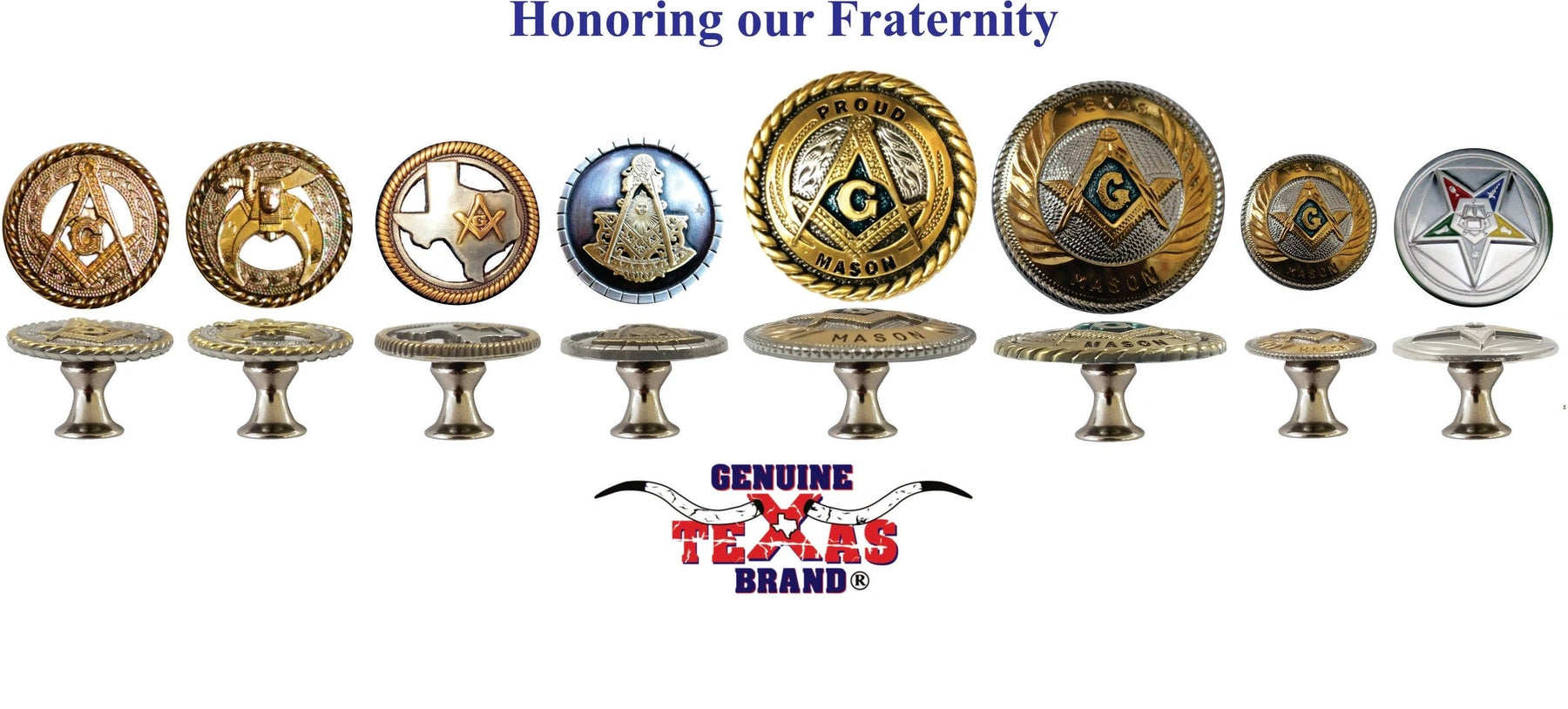 Master Mason Blue Lodge Door Knob - Gold Square & Compass Set of 6