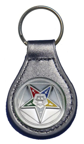 OES Keychain - Black & Brown Leather