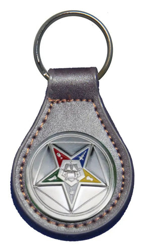 OES Keychain - Black & Brown Leather