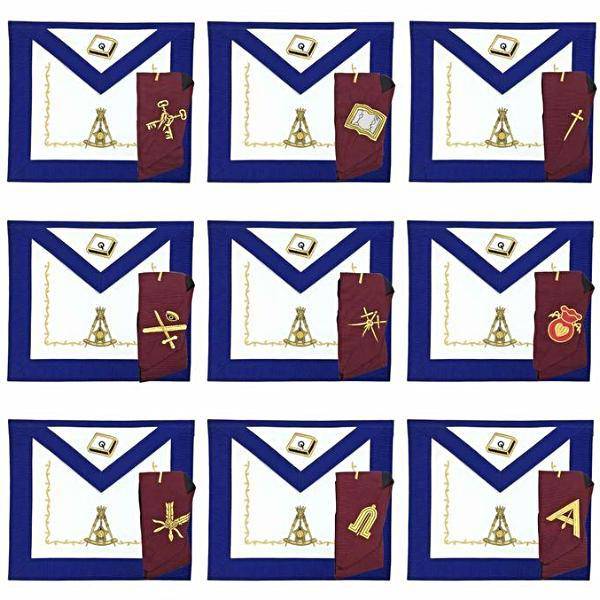 Officers Scottish Rite Officer Apron Set - Leather Made Embroidery