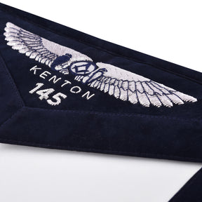 Chaplain Blue Lodge Officer Apron - Kenton Lodge Navy Velvet With Silver Embroidery Thread - Bricks Masons