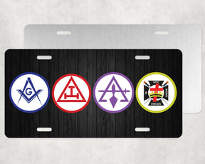 York Rite License Plate Frame - Aluminum UV Resistant Coating - Bricks Masons