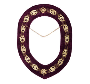 DOKO Chain Collar - Gold Plated With Burgundy Velvet