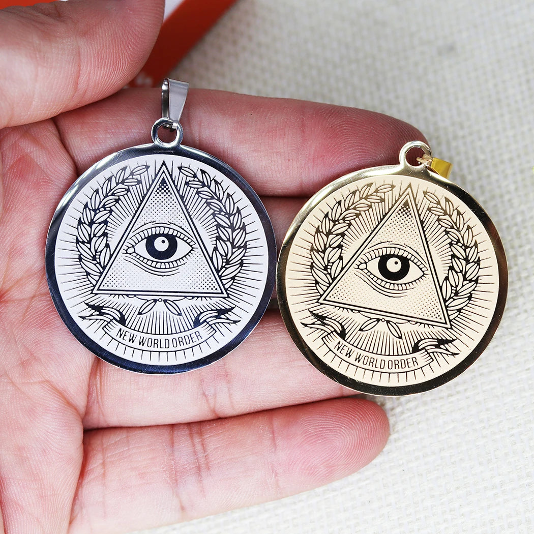 Eye Of Providence Pendant - Plated Stainless Steel (2Pcs) - Bricks Masons