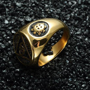 Eye Of Providence Ring - Pyramid Classic Golden - Bricks Masons
