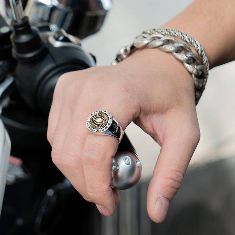 Eye Of Providence Ring - Resizable Silver - Bricks Masons