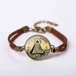 Master Mason Blue Lodge Bracelet - Square and Compass G Leather - Bricks Masons