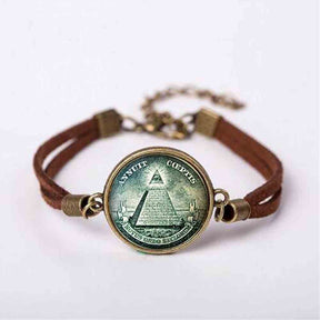 Master Mason Blue Lodge Bracelet - Square and Compass G Leather - Bricks Masons