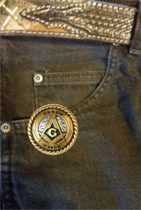 Master Mason Blue Lodge Pocket Key Holder - Proud Mason Gold & Blue - Bricks Masons