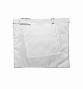 Fellowcraft Blue Lodge Apron - All White Moire with Two Turquoise Rosettes - Bricks Masons