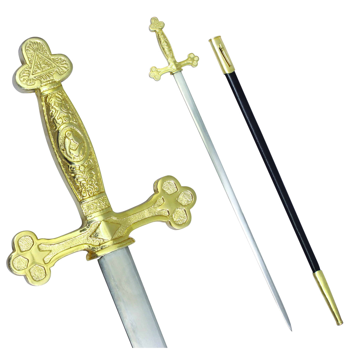 Fellowcraft Blue Lodge Sword - Square Compass with Golden Hilt - Bricks Masons